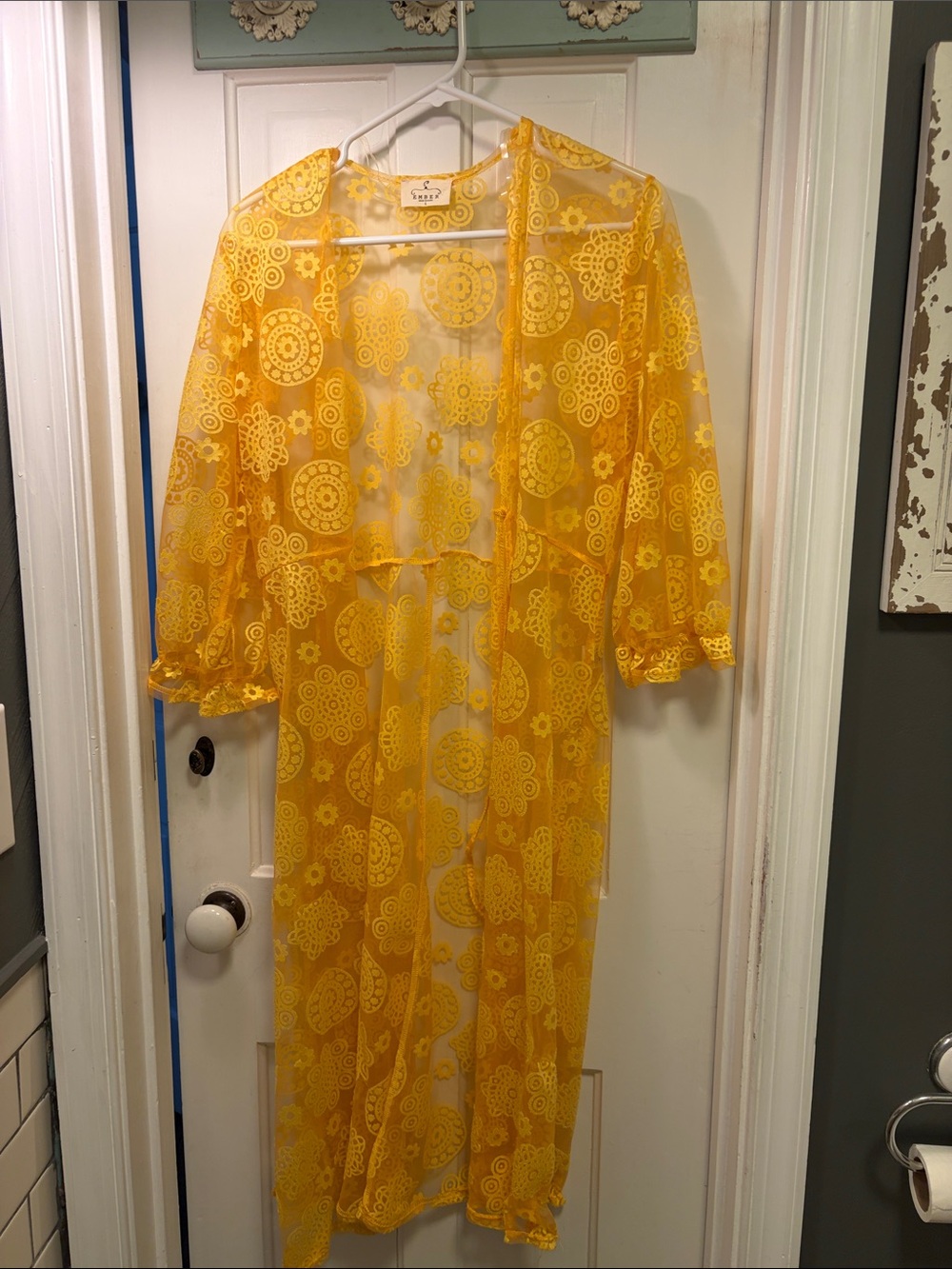Sheer Yellow Lace Duster Kimono - Sunnylife